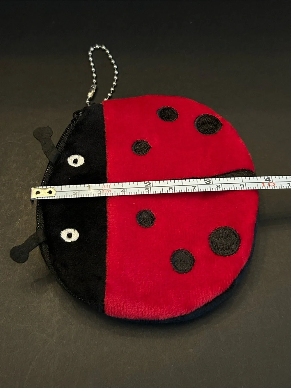 Soft Plush Ladybug Coin Purse for Kids  Red and Black Zipper Closure with Attach